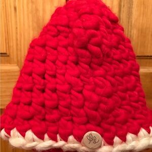 Cozy and sophisticated hand knit organic wool Red Beanie
